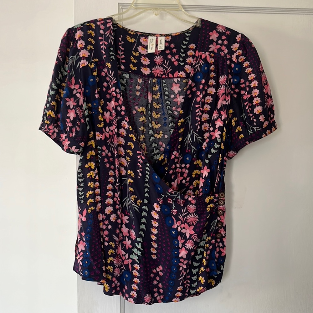 Anthropologie Meadow Rue wrap blouse